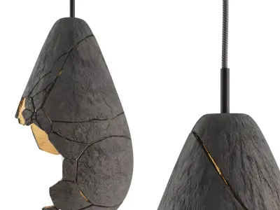 Wabi Sabi Stone Pendant Lamp 3D model