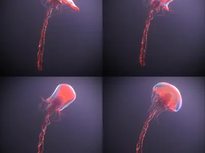  Jellyfish rigged animated, vray, corona. 