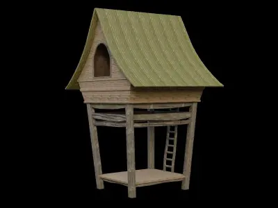 JUNGLE HUT SHELTER HOUSE SURVIVAL  Low-poly 3D model