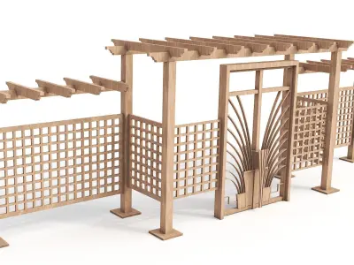 Wood Garden Gate 3D model