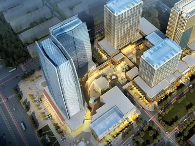 Modern CBD Mixed-Use Complex 3D model