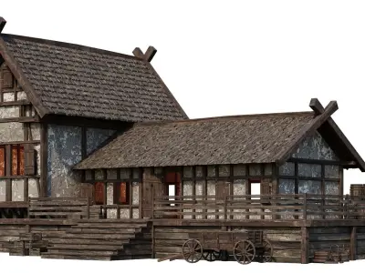 Old Medieval Building House 4K Textures GameReady 66 Low-poly 3D model