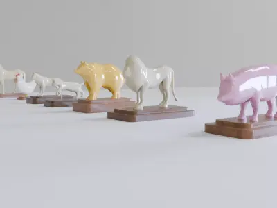 Animal Statue Props Pack Low-poly 3D model