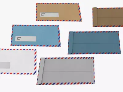 Air Mail Window Envelope Size DL Style POCKET 3D model