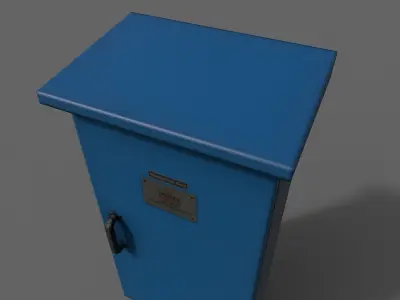 PBR Electric Box Blue V5 Low-poly 3D model