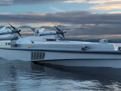  Armed Naval Surface Drone with Missiles 