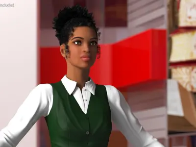 Light Skin Black Teenage Schoolgirl Rigged for Cinema 4D 3D model