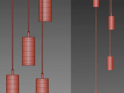 Mid Century Modern Suspension Chandelier 3D model