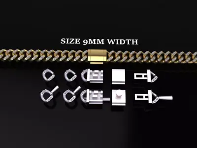Cuban Diamond Chain Bracelet Necklace Link SIZE 9MM Width 3D print model