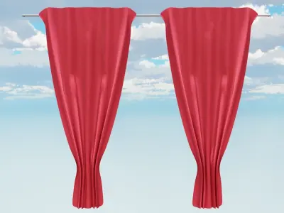 Red curtains 3D model