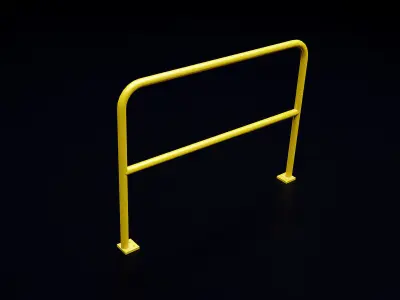Sidewalk Rail Barriers with crossbar - 3 varriants Low-poly 3D model
