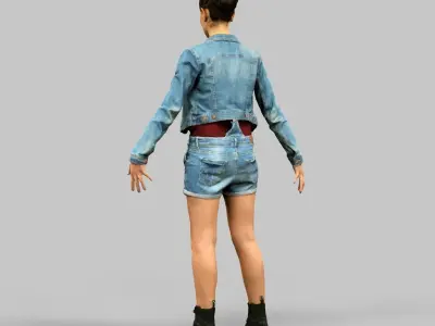 Jeans Girl Rigged Low-poly 3D model