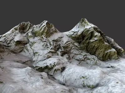 Mountain terrain under the snow Low-poly 3D model purchase