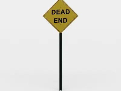 Dead end sign Low-poly 3D model