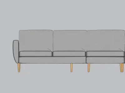 Sofa 4 seats by IKEA SMEDSTORP 3D model