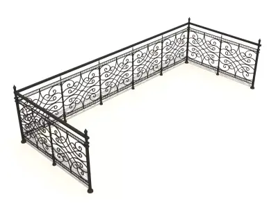 Metal Neoclassical Railing 3 Free 3D model