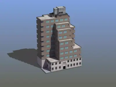 Modern Apartment Building Low-poly 3D model