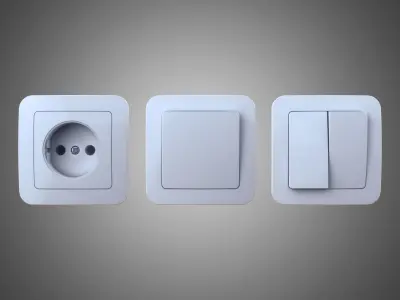 EU wall socket and light switch FREE Free 3D model