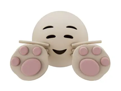 Cat Smiling Face With Cat Paw Emoji v1 002 Low-poly 3D model