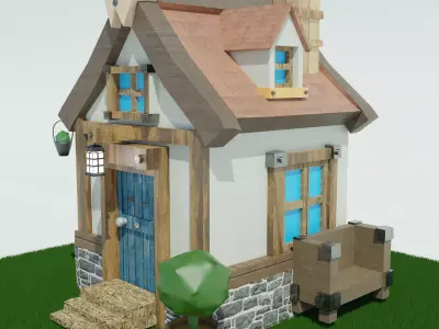 HandPainted Fantasy House Low-poly 3D model