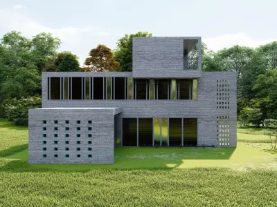 Forest villa-Casa Scene-Modern Villa 3D model
