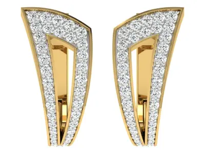 Light Weight Yellow Gold Diamond Earring EZ BI-55 3D print model