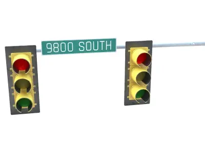 Street Light with Traffic 03 Low-poly 3D model