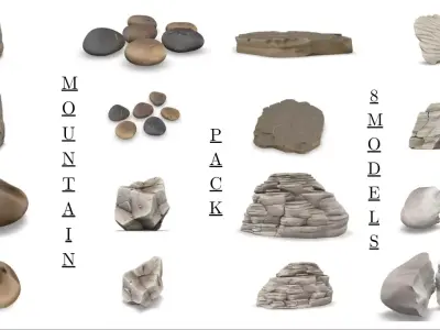  ROCK PACK  MEGA 48 Realistic Environment Rocks Low-poly 3D model