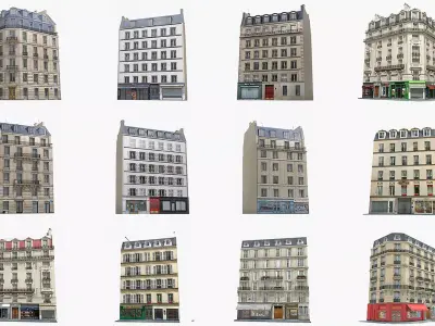 Paris House Collection Low-poly 3D model