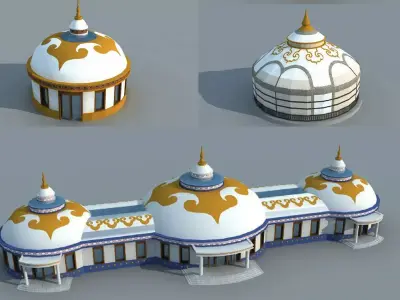 3DMAX model - a group of Yurts 3D model