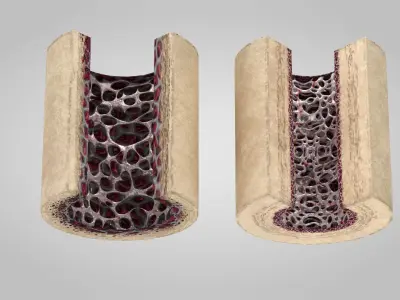 Healthy and Osteoporotic Bone Section 3D model