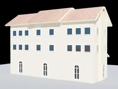 Townhouse house Low-poly 3D model