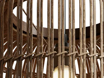 Natural Rattan Hanging Lamp file Low-poly 3D model