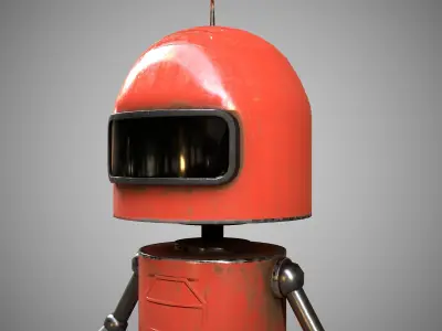 A low-poly 3D modelof a robot of three types Low-poly 3D model