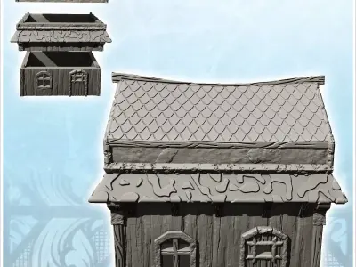 Wooden building with tiled roof and second floor 27 - Medieval G 3D print model