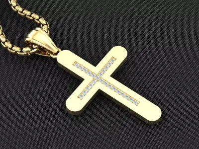 High Cross Pendant Light Gold 18K 3CP089 3D model