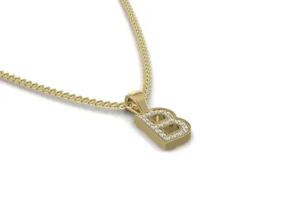 Pendant B letter with diamonds 3D print model
