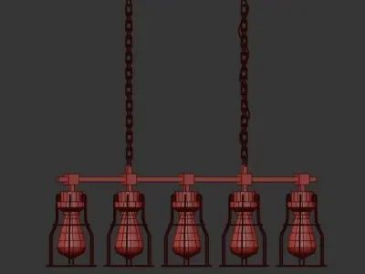 Industrial Wire Cage Wide Chandelier 3D model