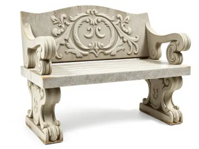 Ornate Stone Bench Model Pack Low-poly 3D model