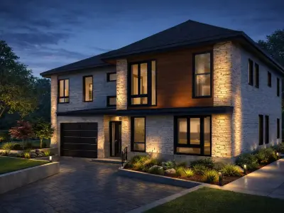 Modern Two-Storey House Exterior 3D Model with Materials Low-poly 3D model