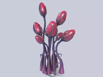 Alien plant Low-poly 3D model