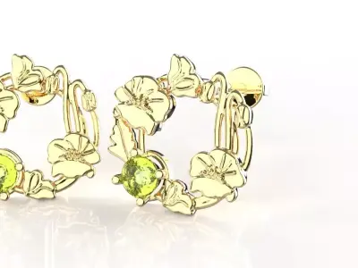 Birthflower Circle Stud Earring August 3D print model