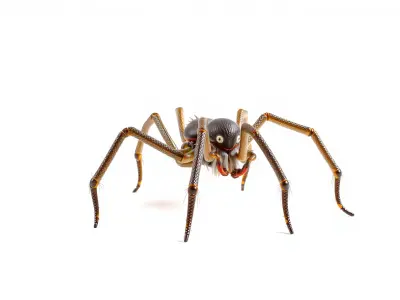Monster Spider Hybrid with Human Face and Plasma Tails Low-poly 3D model