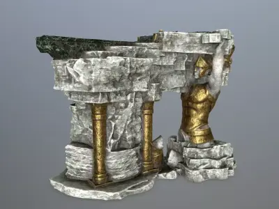 temple statue Low-poly 3D model