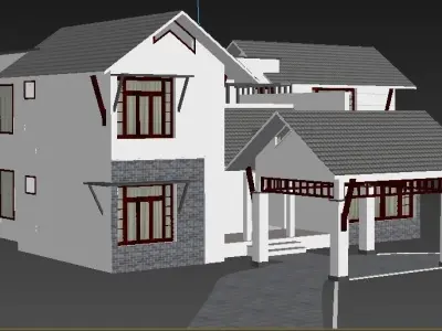 HOME 9 house with two windows and roof 3D model
