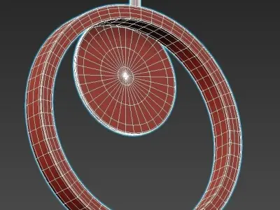 risor-blockY gold and pendant light with circle in middle 3D model
