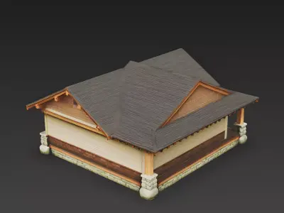 Classic American Craftsman Bungalow 3D Model Low-poly 3D model