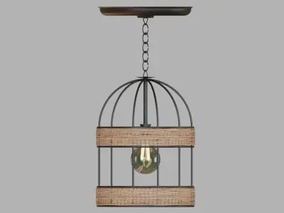 JUTE LAMP NATURE LAMP STEEL AND ROPE RUSTIC 3D model