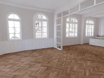 Apartment Shell With Kitchen And Bathroom 3D model