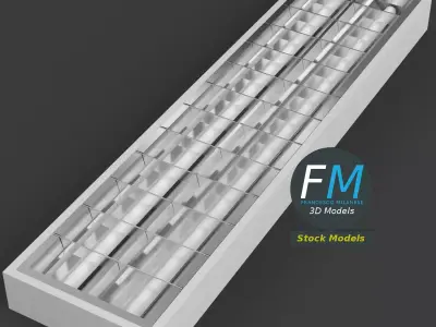Rectangular troffer light fixture 3D model